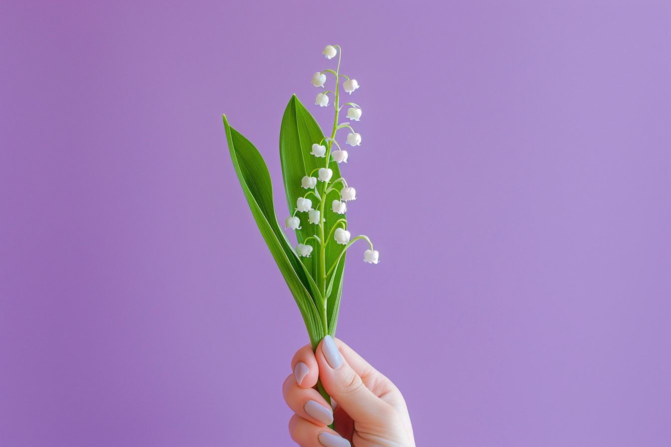 Image gratuite 1er mai, fête travail, vue macro main femme tenant muguet 1
