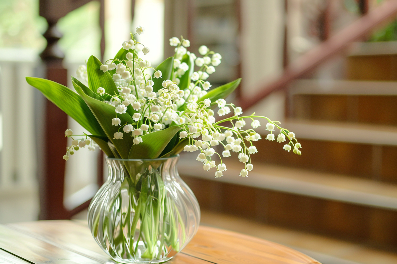 Image gratuite 1er mai, jour Travail, vase brins muguet décore maison 1