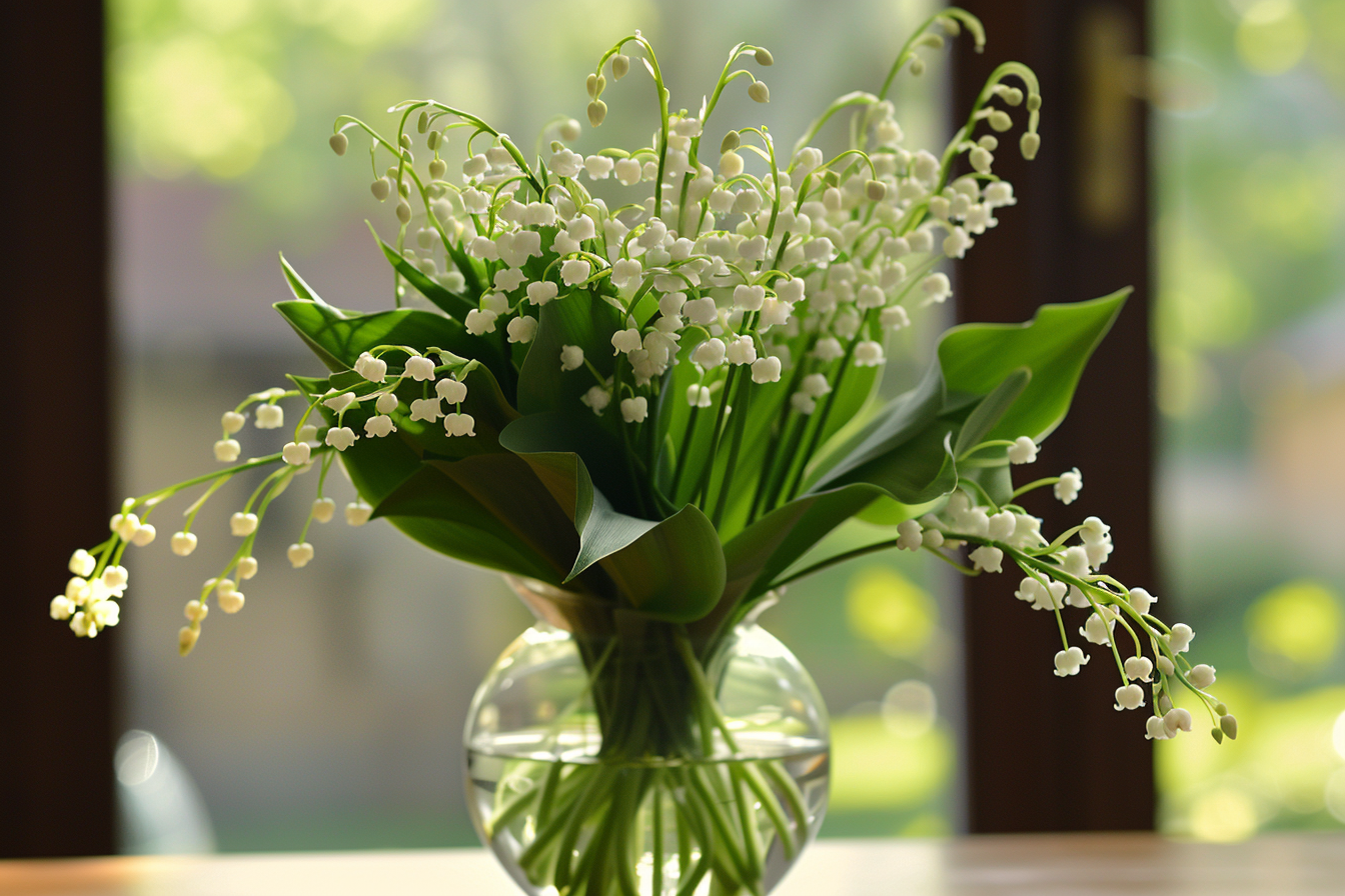 Image gratuite 1er mai, jour Travail, vase brins muguet décore maison 2