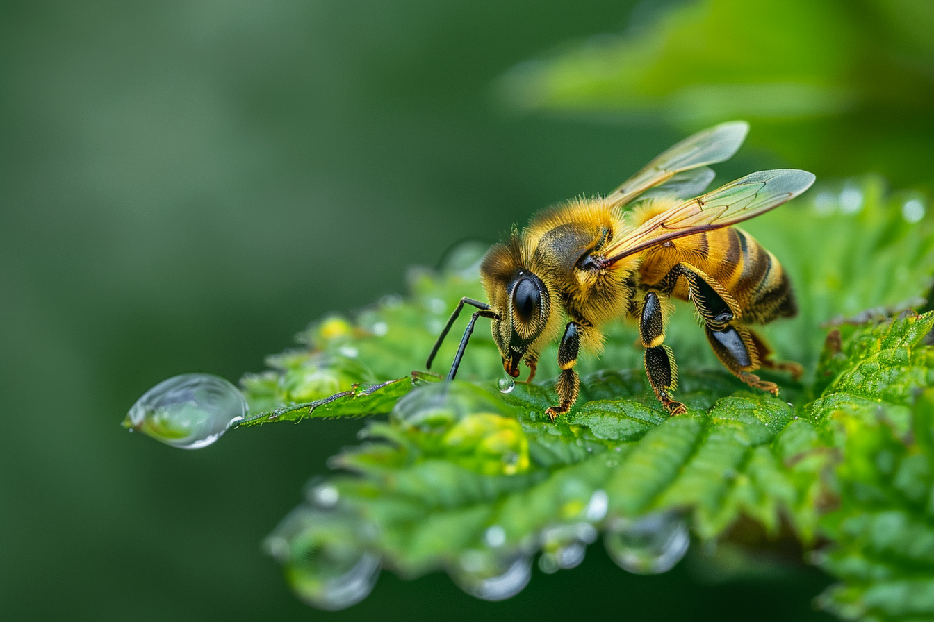 Image gratuite Abeille buvant sur une feuille 2