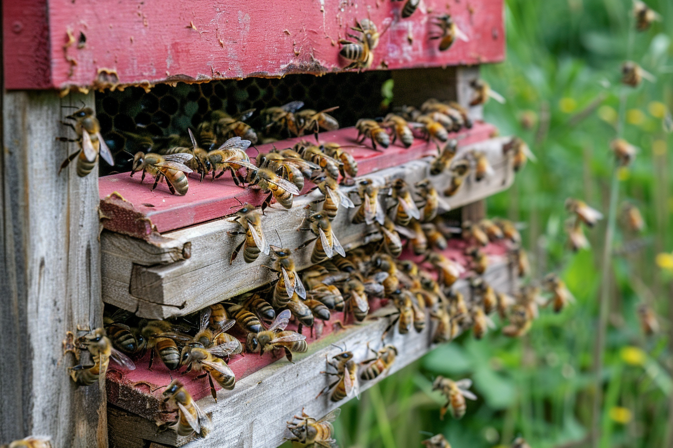 Image gratuite Abeilles autour d&rsquo;une ruche 1