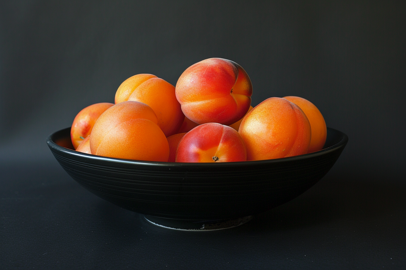 Image gratuite Abricots dans un bol sur fond noir 3