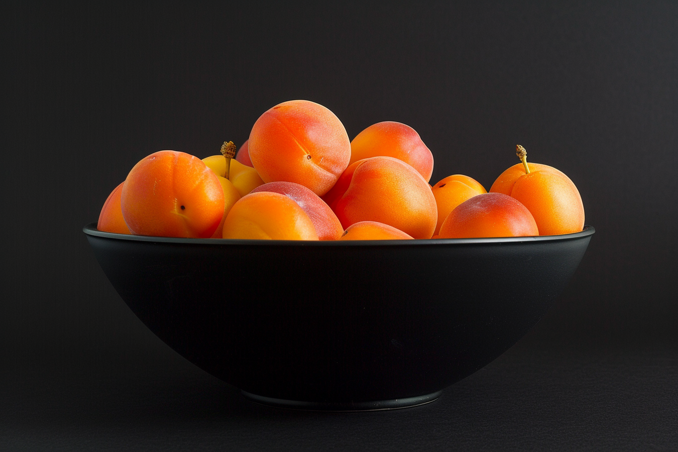 Image gratuite Abricots dans un bol sur fond noir 5