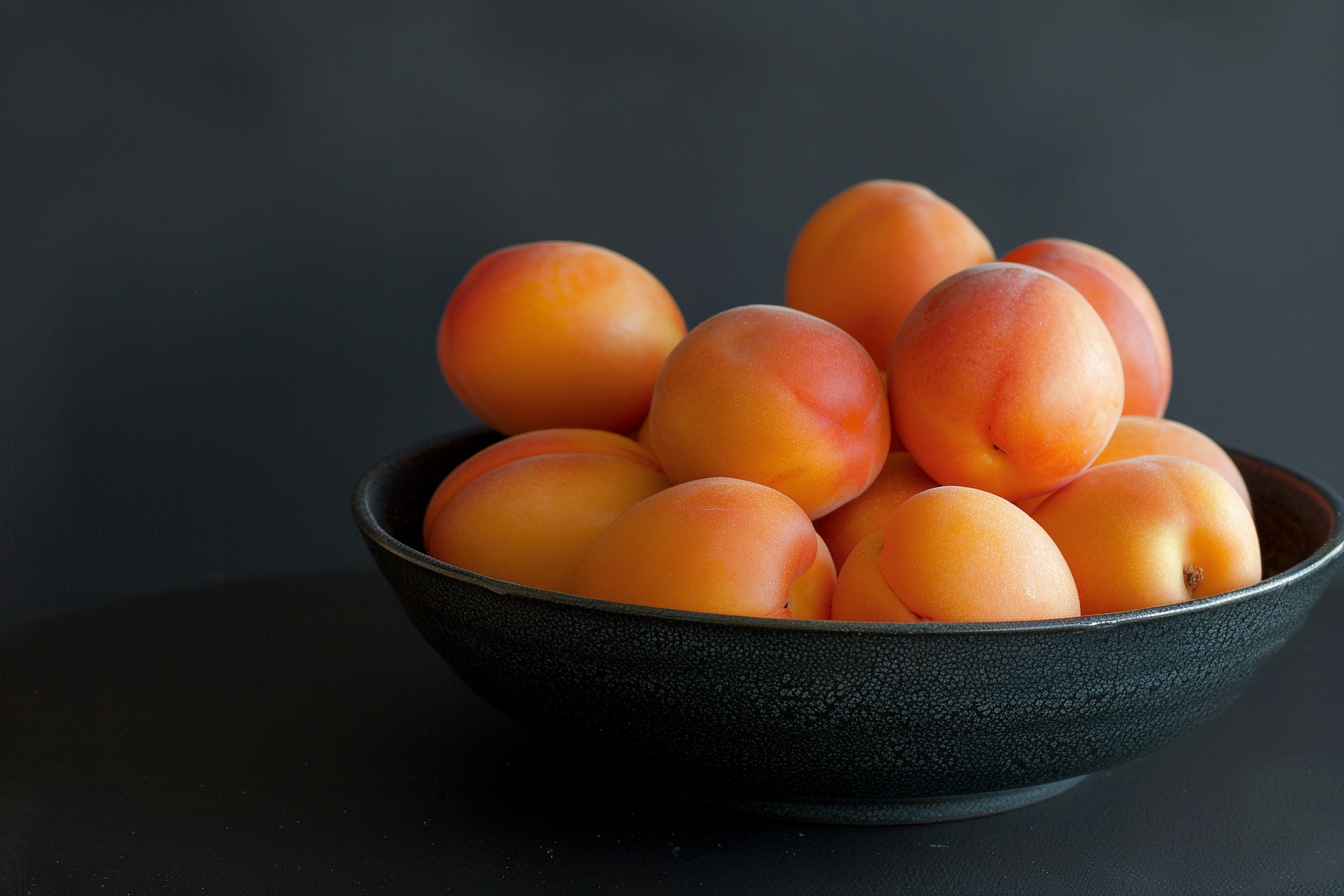 Image gratuite Abricots dans un bol sur fond noir 8