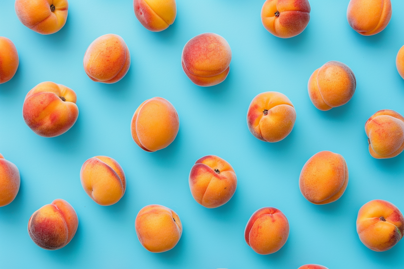 Image gratuite Abricots sur fond bleu pastel 2