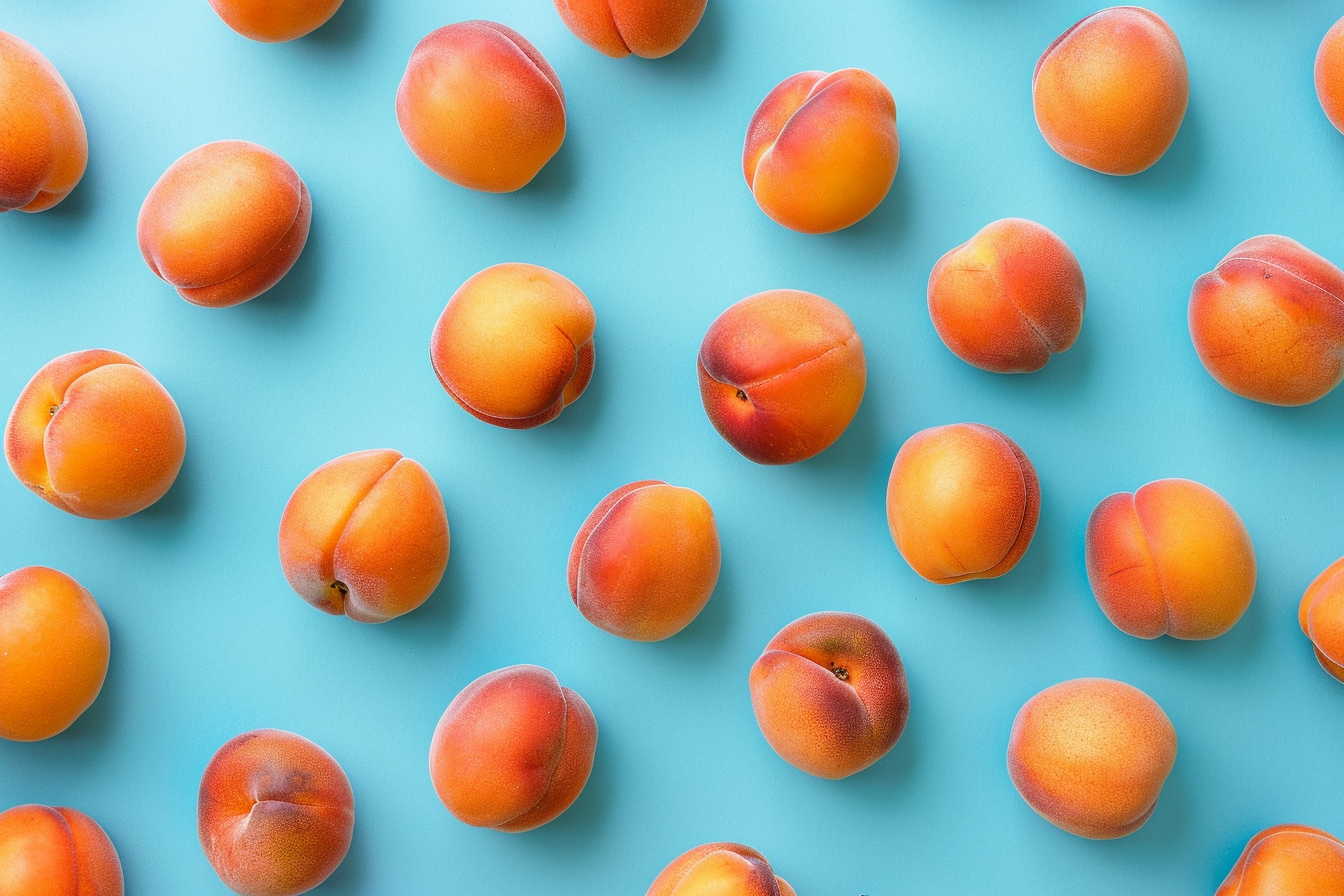 Image gratuite Abricots sur fond bleu pastel 6