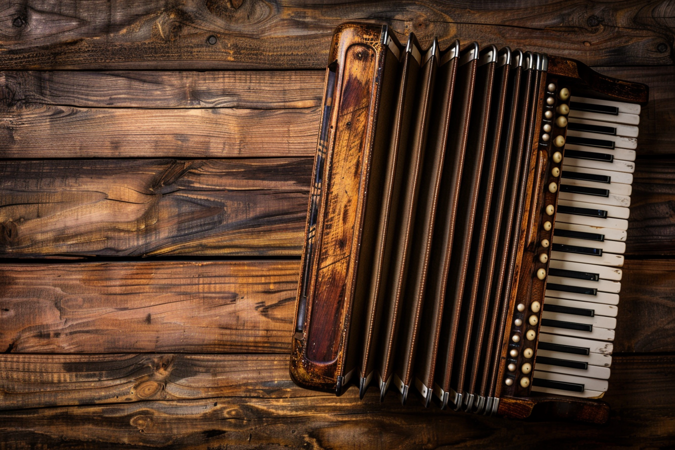 Image gratuite Accordéon ancien sur table en bois 1