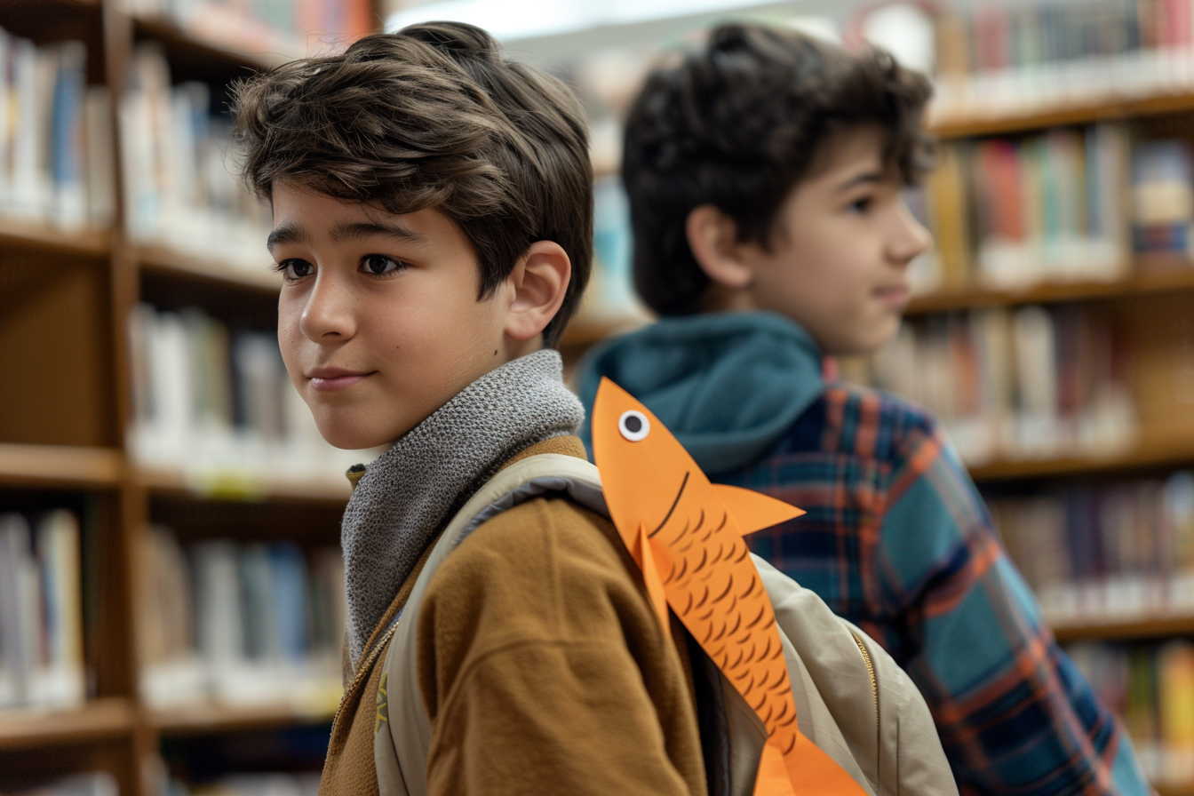 Image gratuite Ado discret, poisson papier dos ami, bibliothèque 1