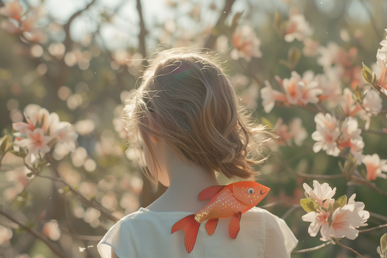 Image gratuite Ado dos, poisson papier, debout jardin fleuri 2