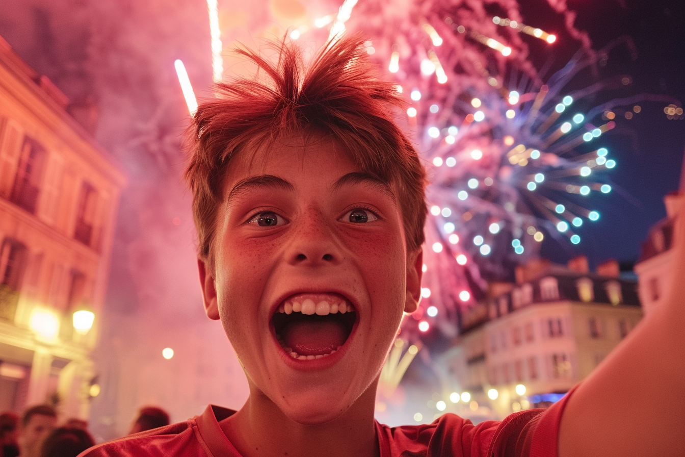 Image gratuite Adolescent émerveillé par les feux d&rsquo;artifice 1