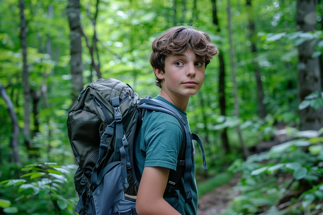 Image gratuite Adolescent explorant un sentier forestier 4