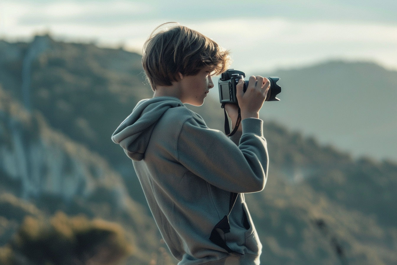 Image gratuite Adolescent prenant des photos dans les montagnes 1