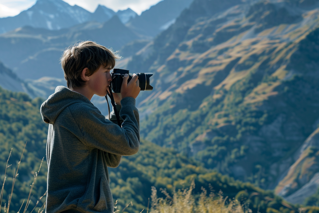 Image gratuite Adolescent prenant des photos dans les montagnes 2