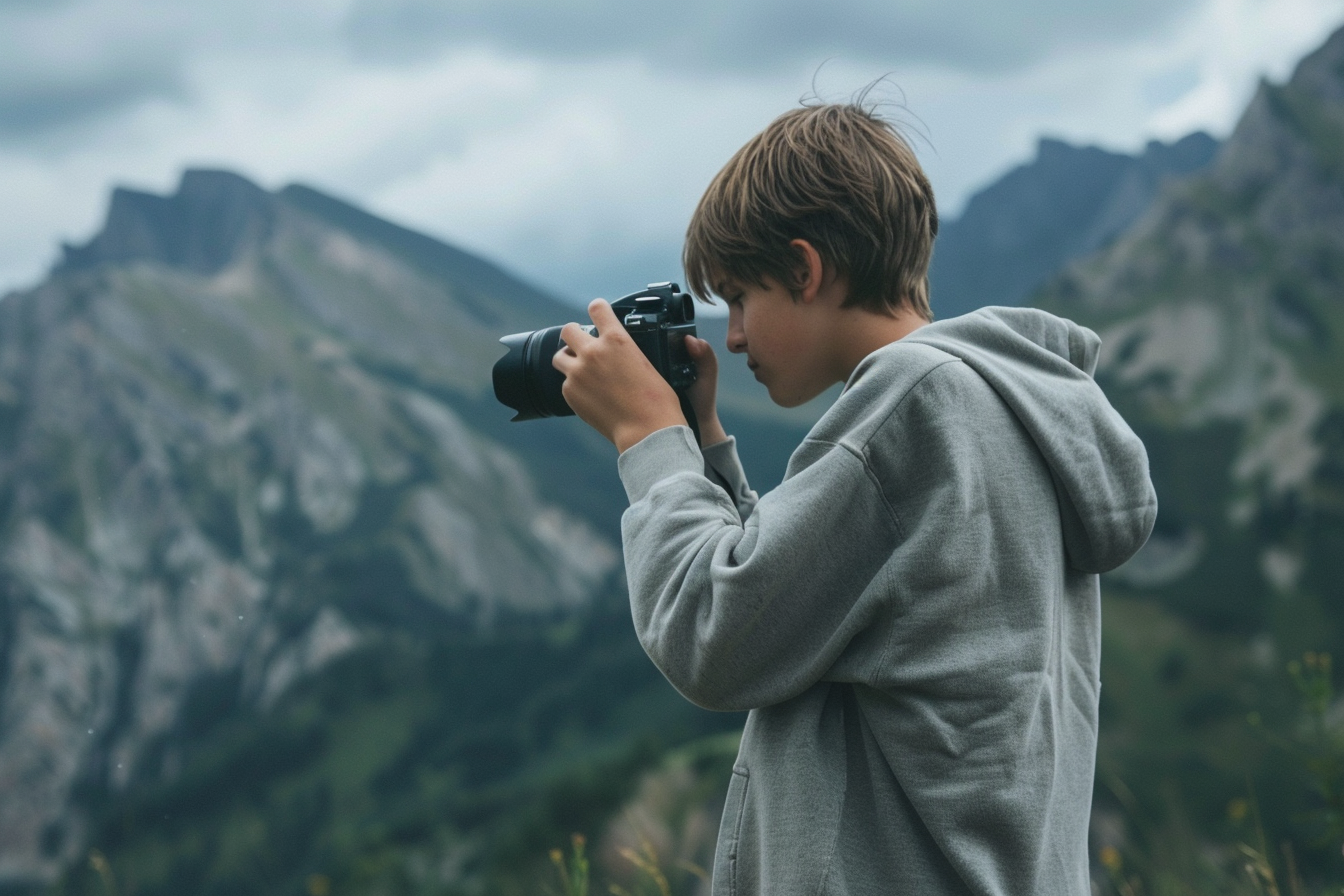 Image gratuite Adolescent prenant des photos dans les montagnes 3