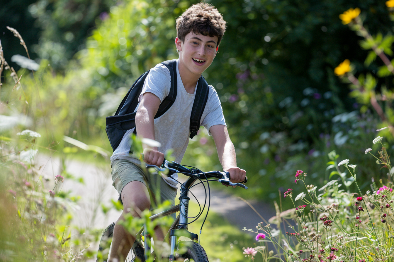 Image gratuite Adolescent roulant à vélo à la campagne 2
