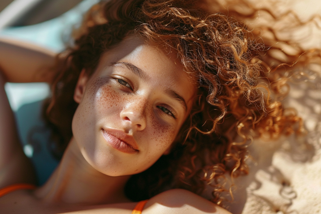 Image gratuite Adolescente allongée sur un transat bronzant sous le soleil 3