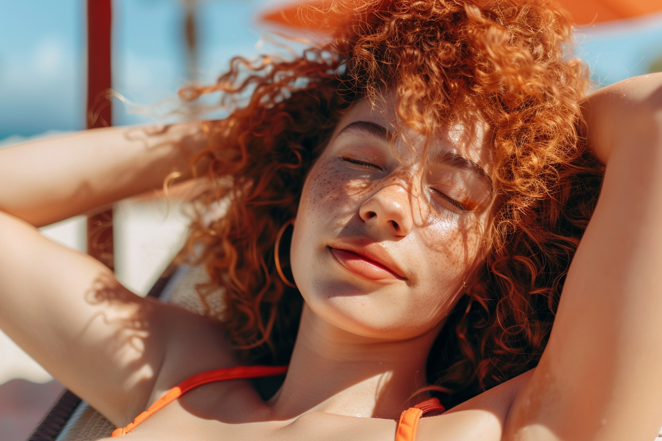 Image gratuite Adolescente allongée sur un transat bronzant sous le soleil 4