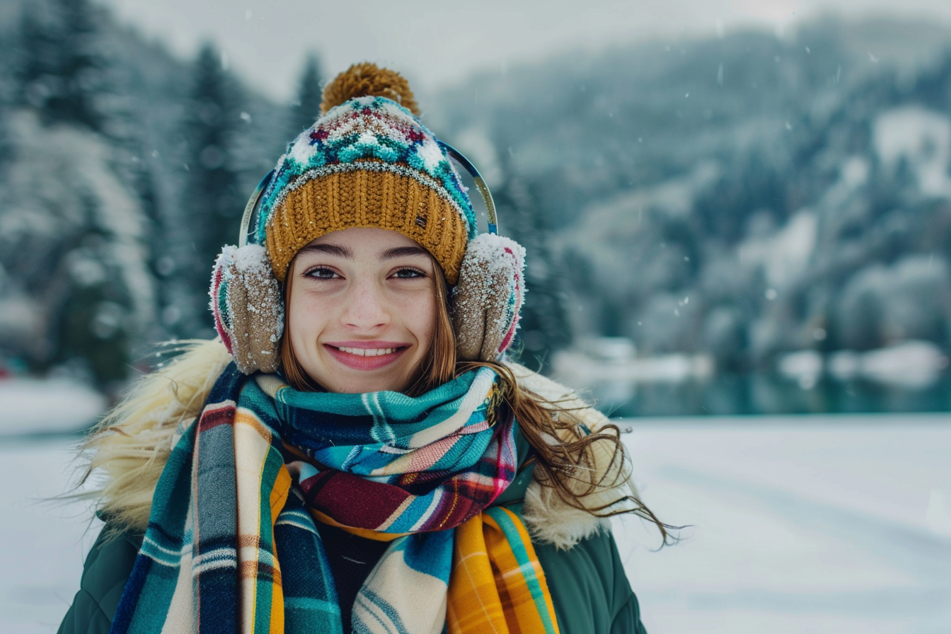 Image gratuite Adolescente patinant sur un lac gelé en montagne 3