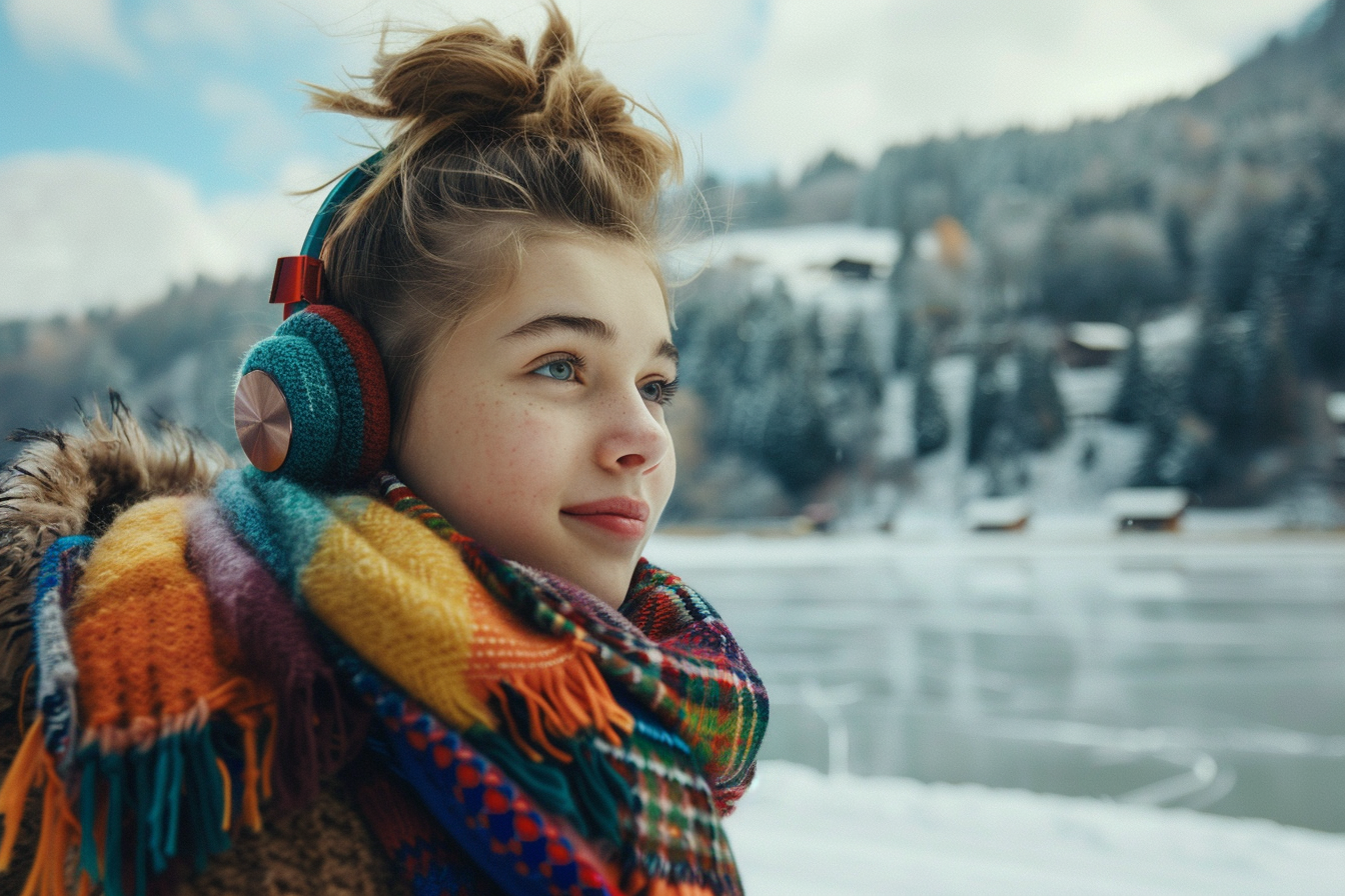 Image gratuite Adolescente patinant sur un lac gelé en montagne 7