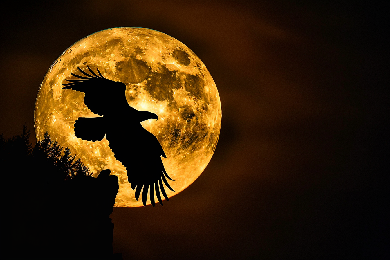 Image gratuite Aigle contre une pleine lune 1