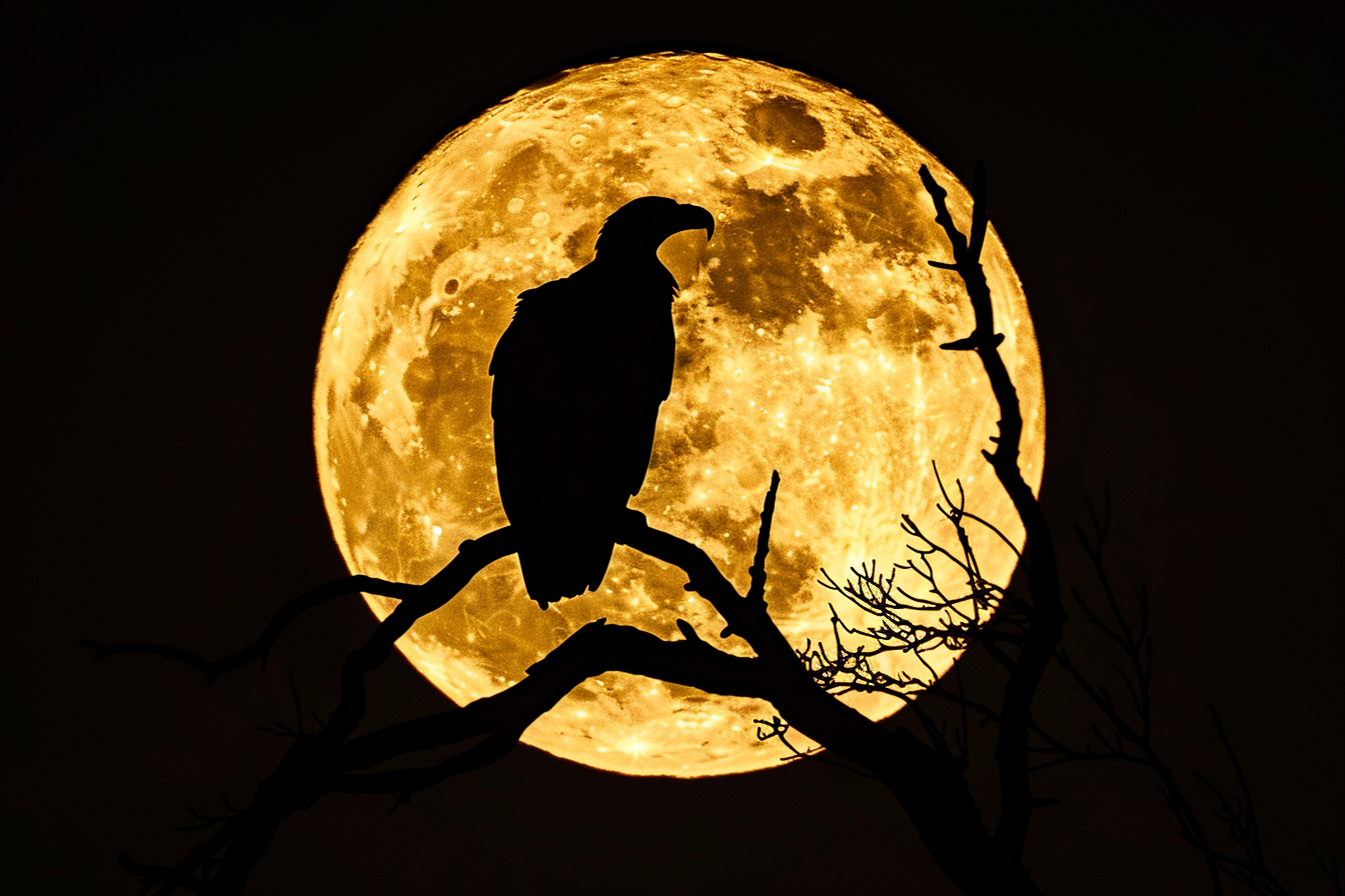 Image gratuite Aigle contre une pleine lune 2