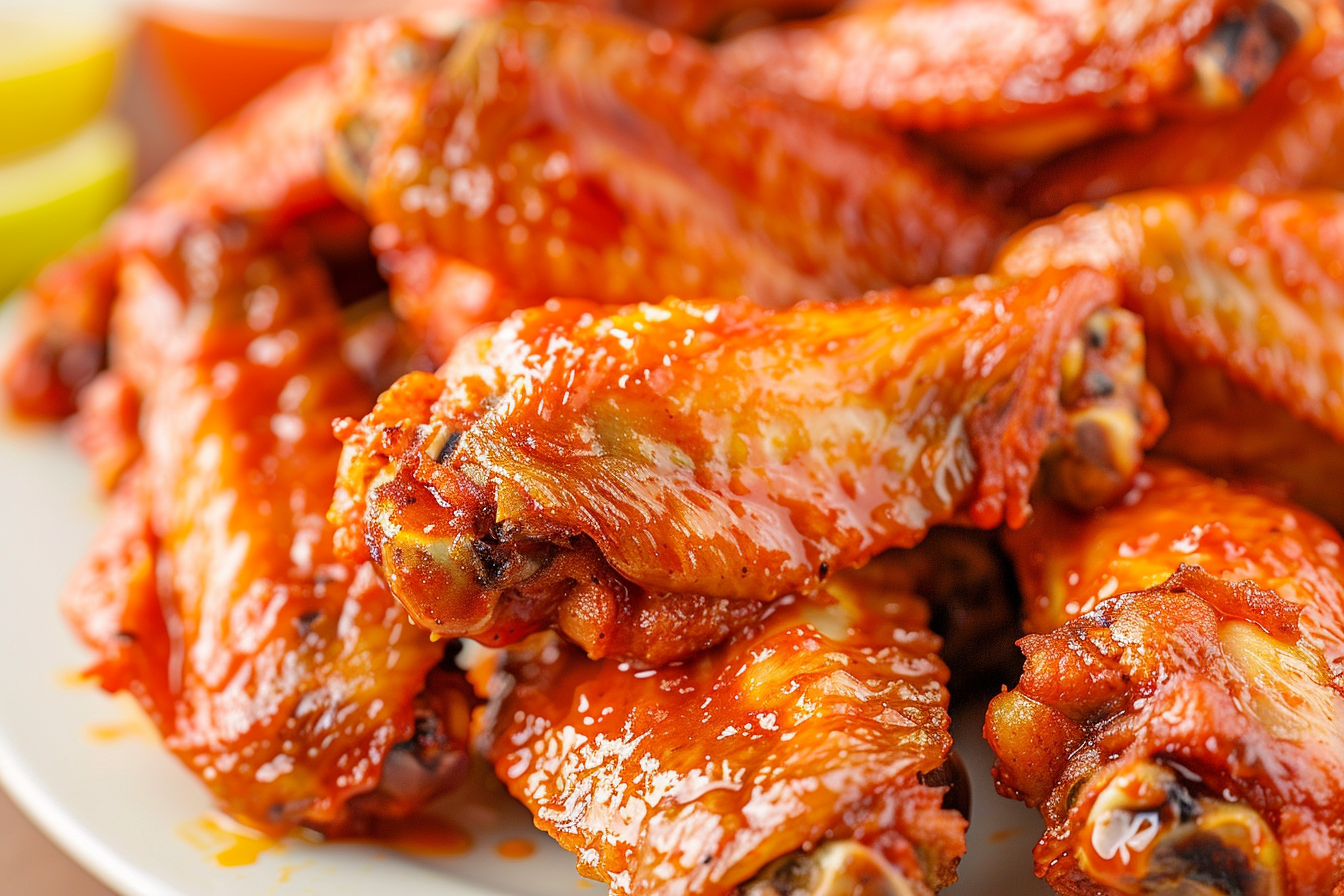 Image gratuite Ailes de poulet épicées sur assiette blanche 1