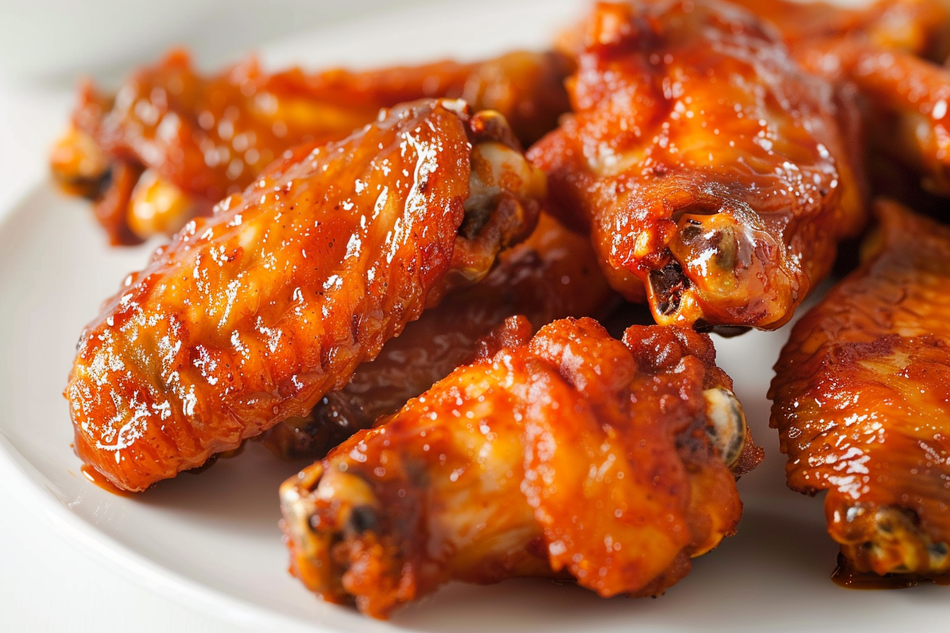 Image gratuite Ailes de poulet épicées sur assiette blanche 4