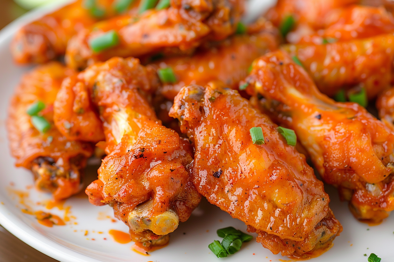 Image gratuite Ailes de poulet épicées sur assiette blanche 5