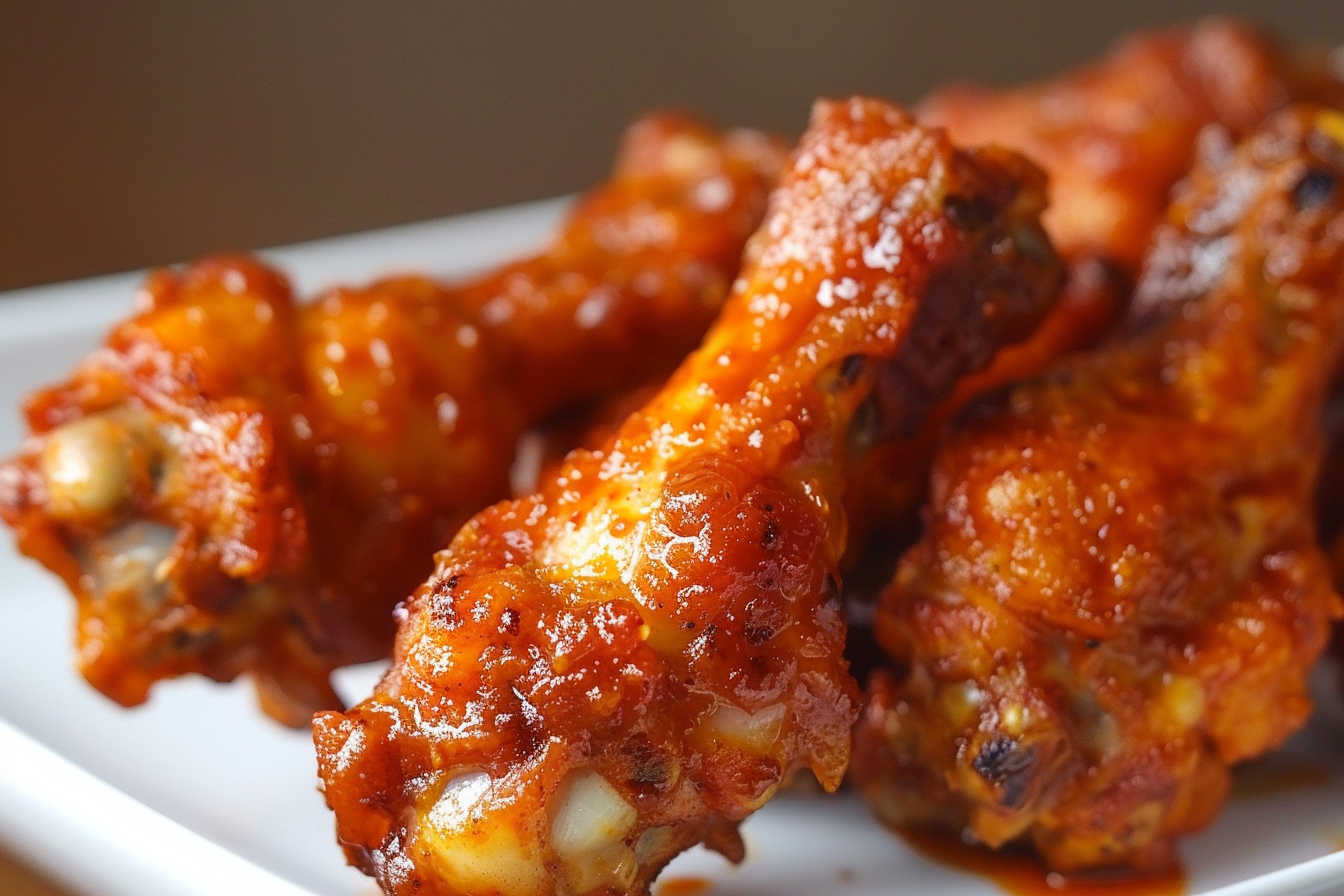 Image gratuite Ailes de poulet épicées sur assiette blanche 6