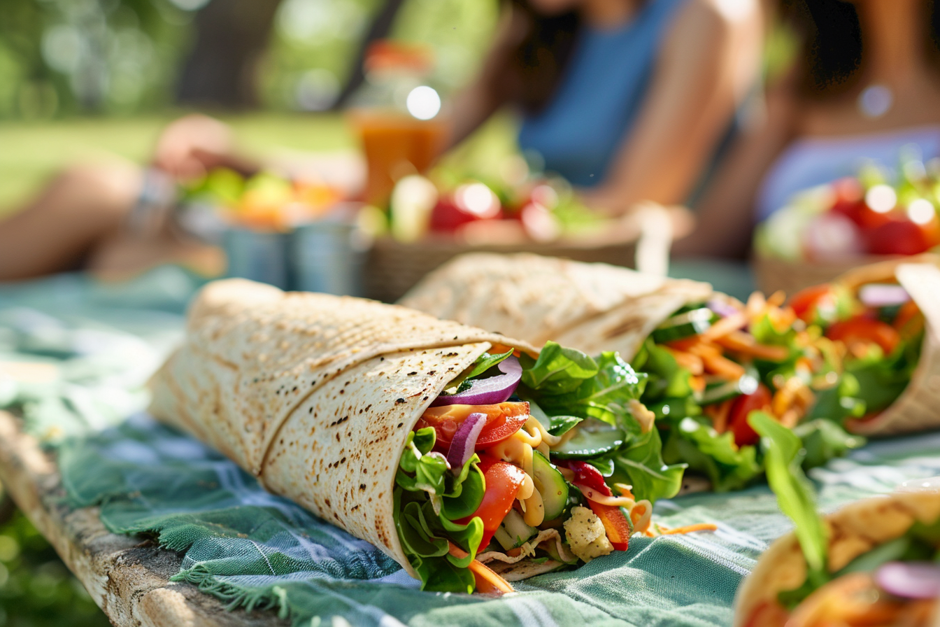 Image gratuite Amis profitant de wraps au parc 1