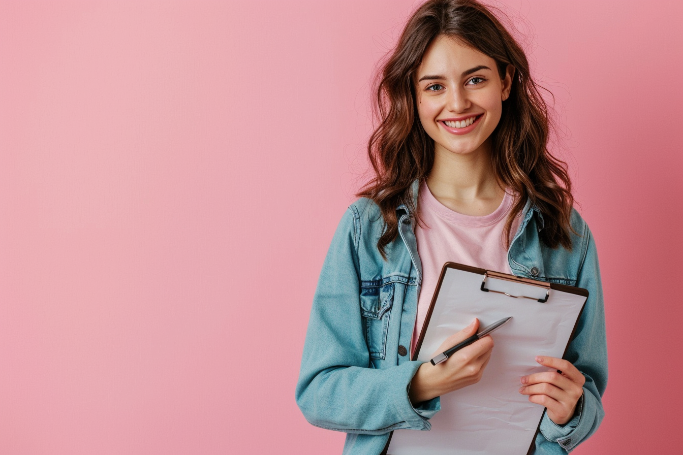 Image gratuite Analyste de marché, fond rose 1