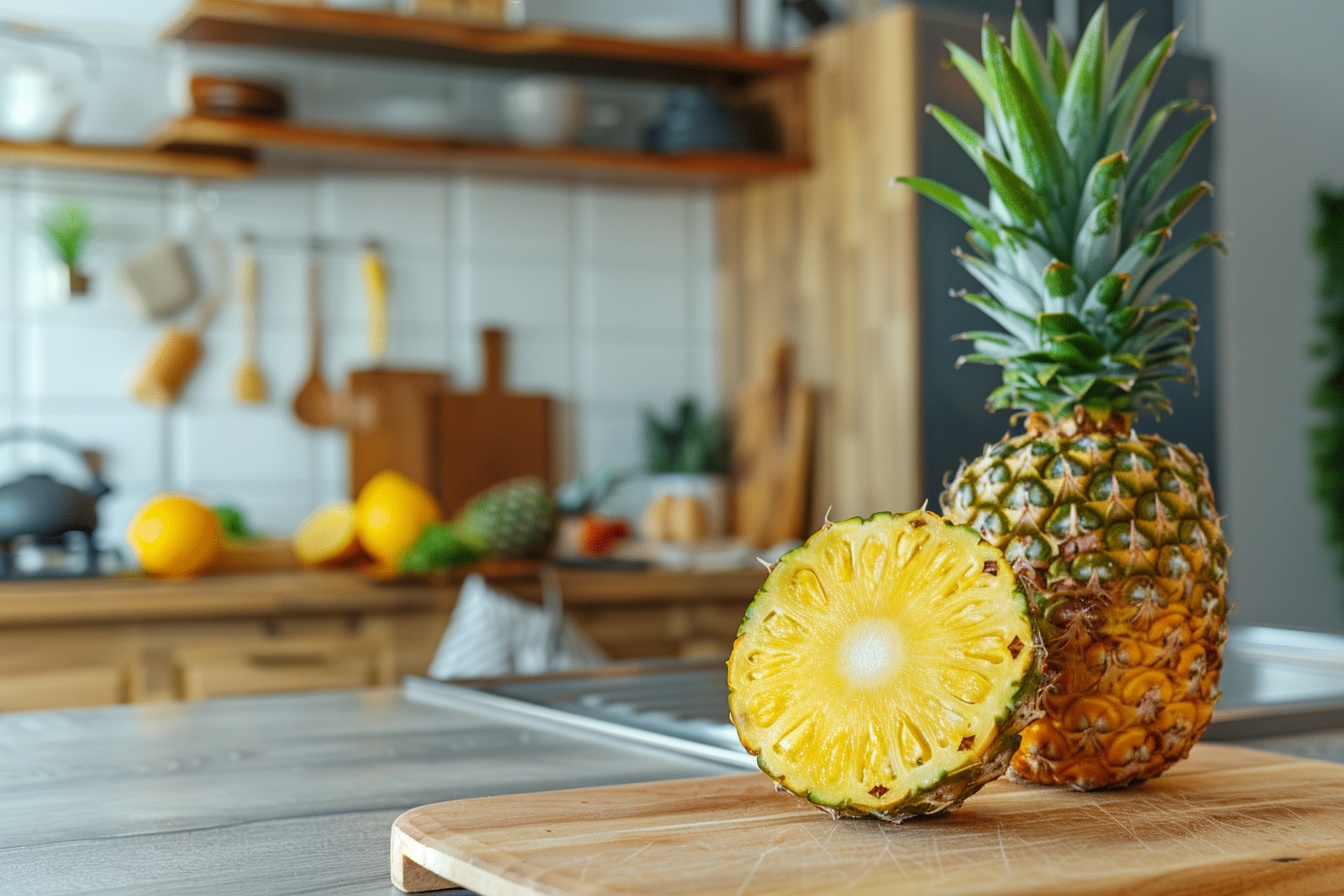 Image gratuite Ananas coupé en cuisine moderne 1