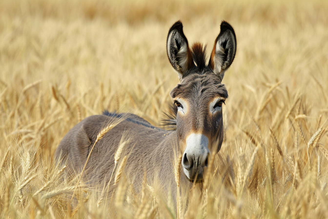 Image gratuite Âne dans champ de blé 4