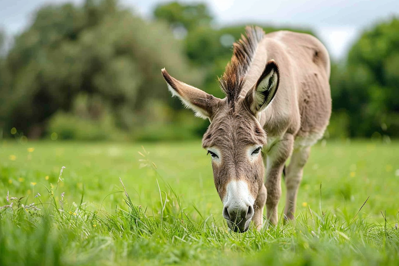 Image gratuite Âne dans prairie verdoyante 2