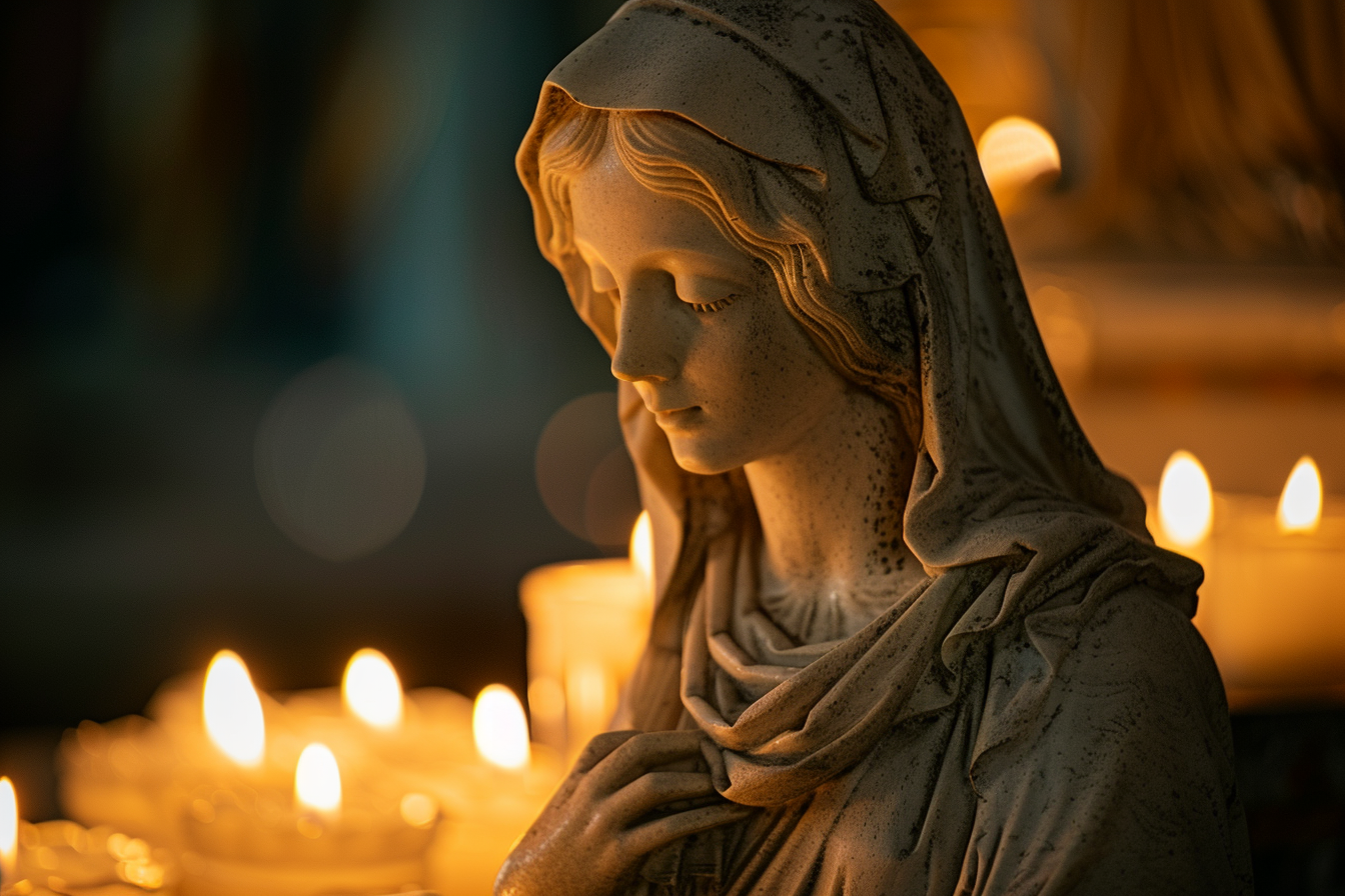 Image gratuite Angle latéral sculpture Madone douce lumière bougies 2