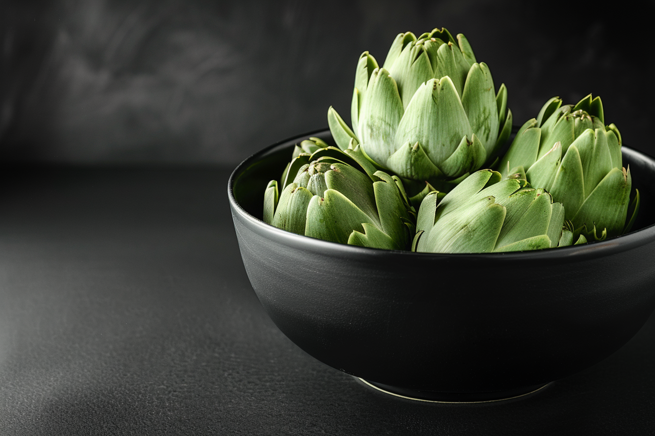 Image gratuite Artichauts dans bol noir 1