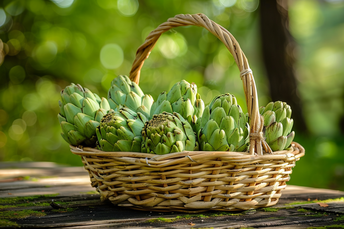 Image gratuite Artichauts dans panier rustique 1