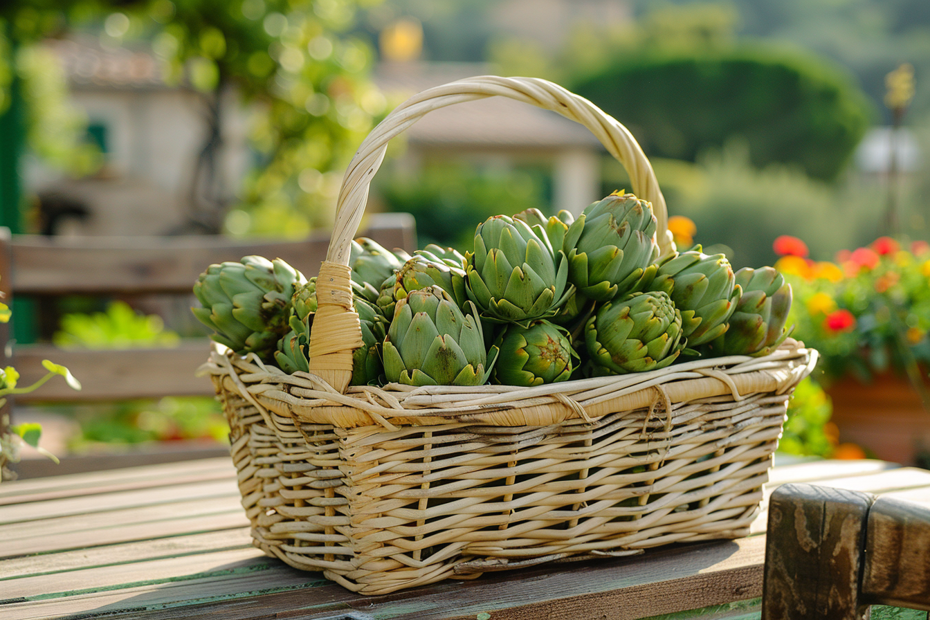 Image gratuite Artichauts dans panier rustique 2