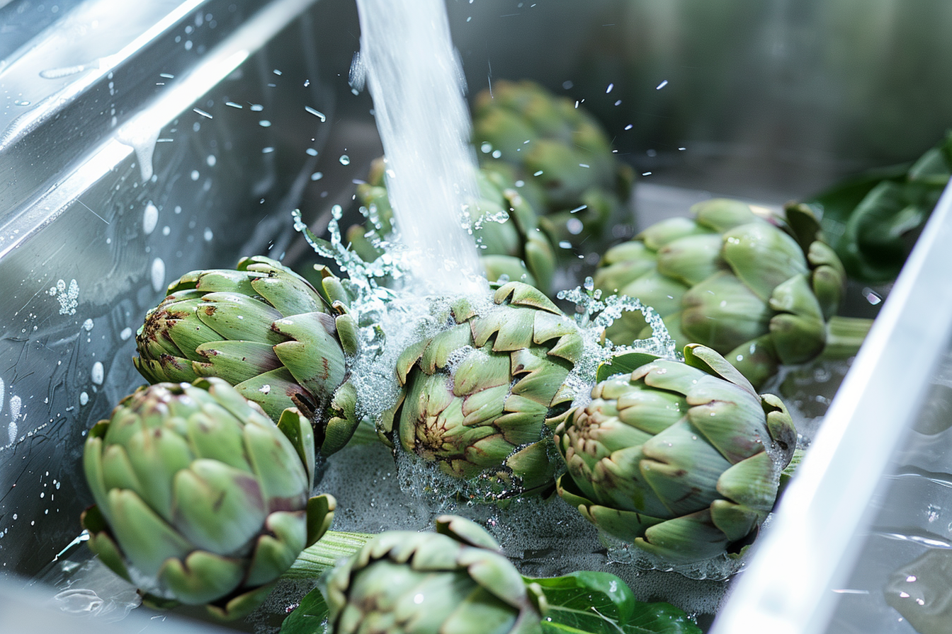 Image gratuite Artichauts lavés sous eau courante 4