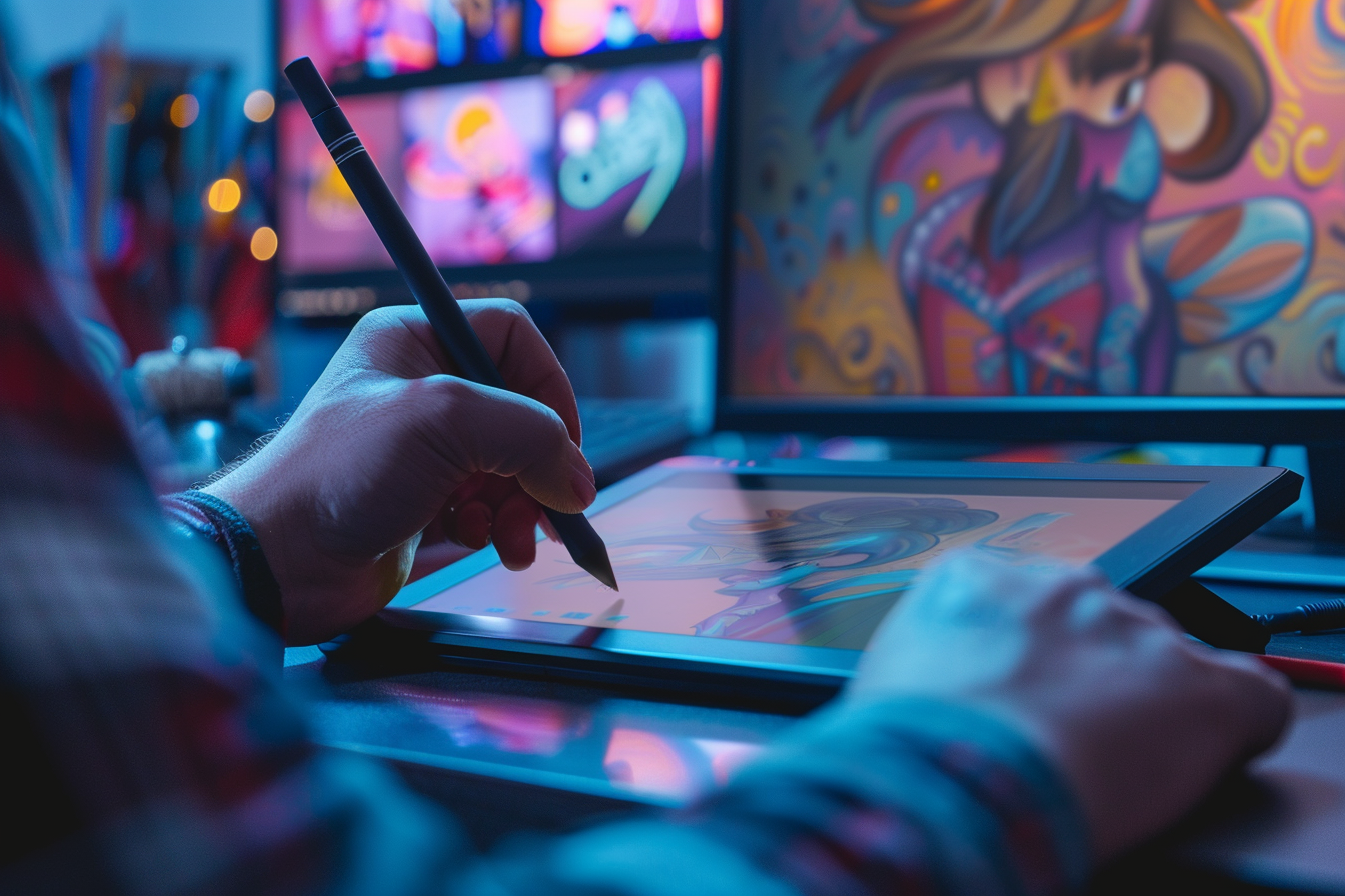 Image gratuite Artiste numérique avec tablette 1