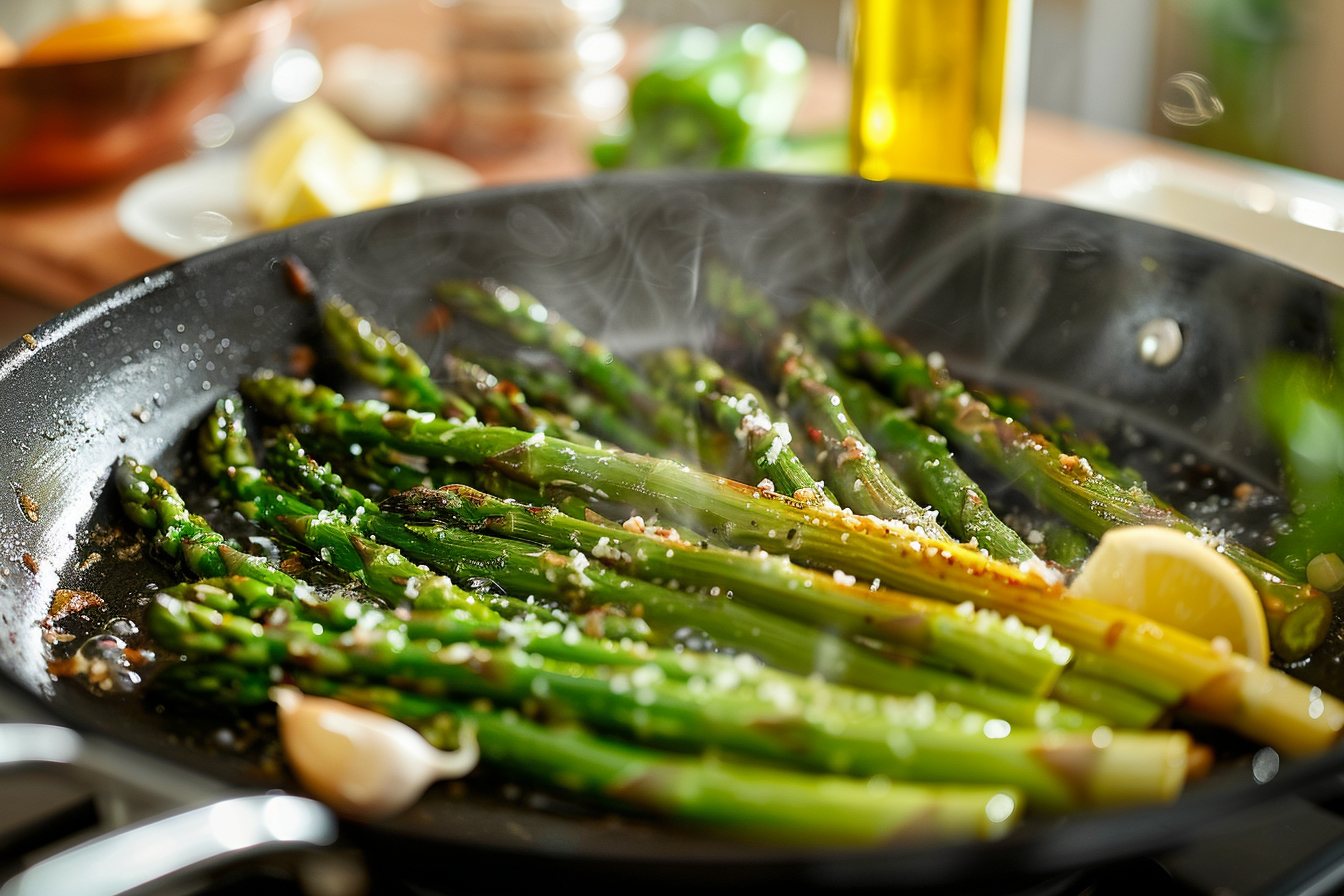 Image gratuite Asperges sautées en cuisine contemporaine 1