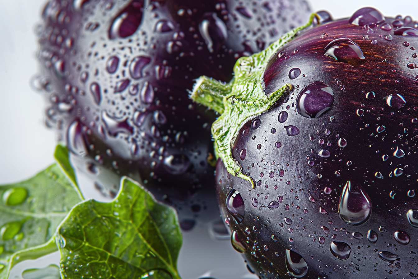 Image gratuite Aubergines avec gouttelettes d&rsquo;eau 1