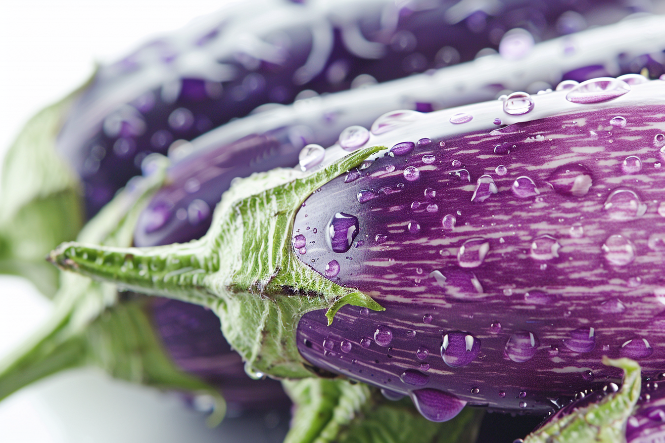 Image gratuite Aubergines avec gouttelettes d&rsquo;eau 2