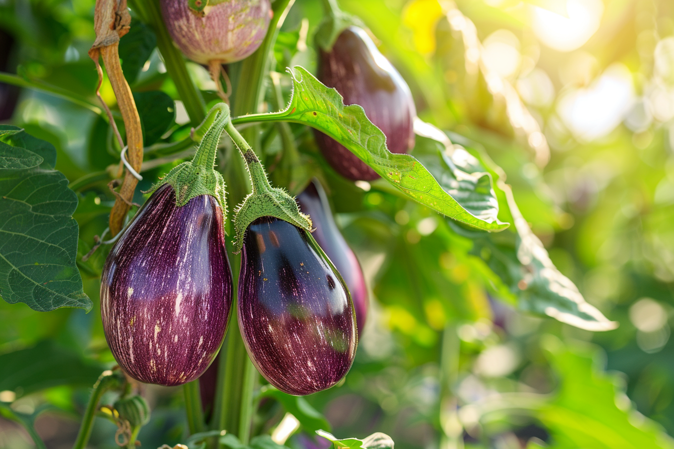 Image gratuite Aubergines dans jardin ensoleillé 1