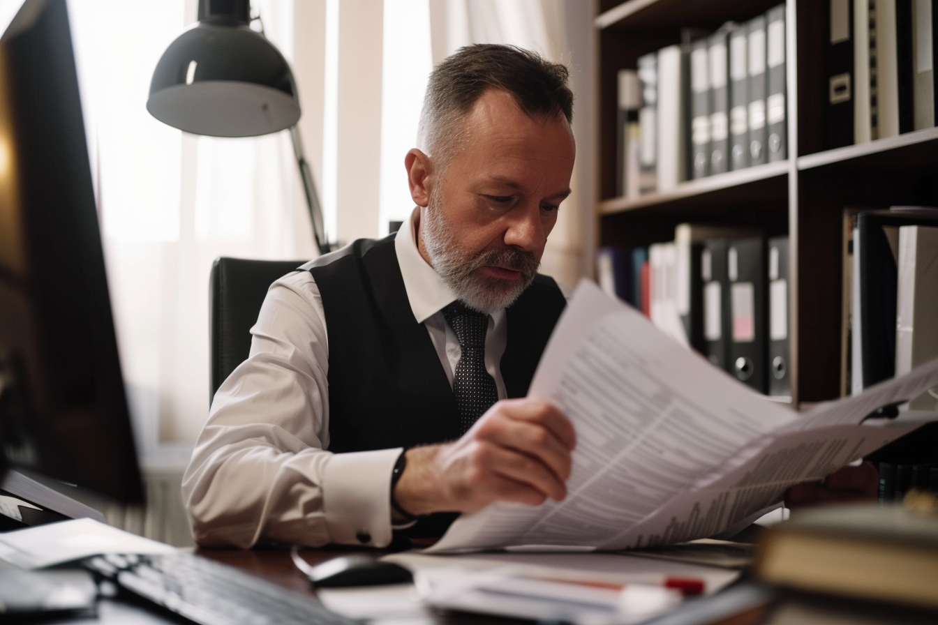 Image gratuite Avocat d&rsquo;entreprise examinant contrats 1