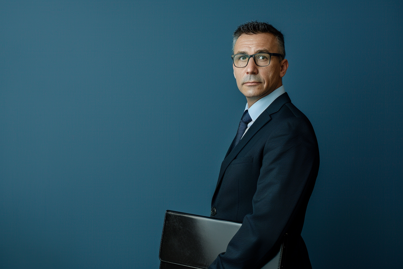 Image gratuite Avocat en costume tenant mallette 1