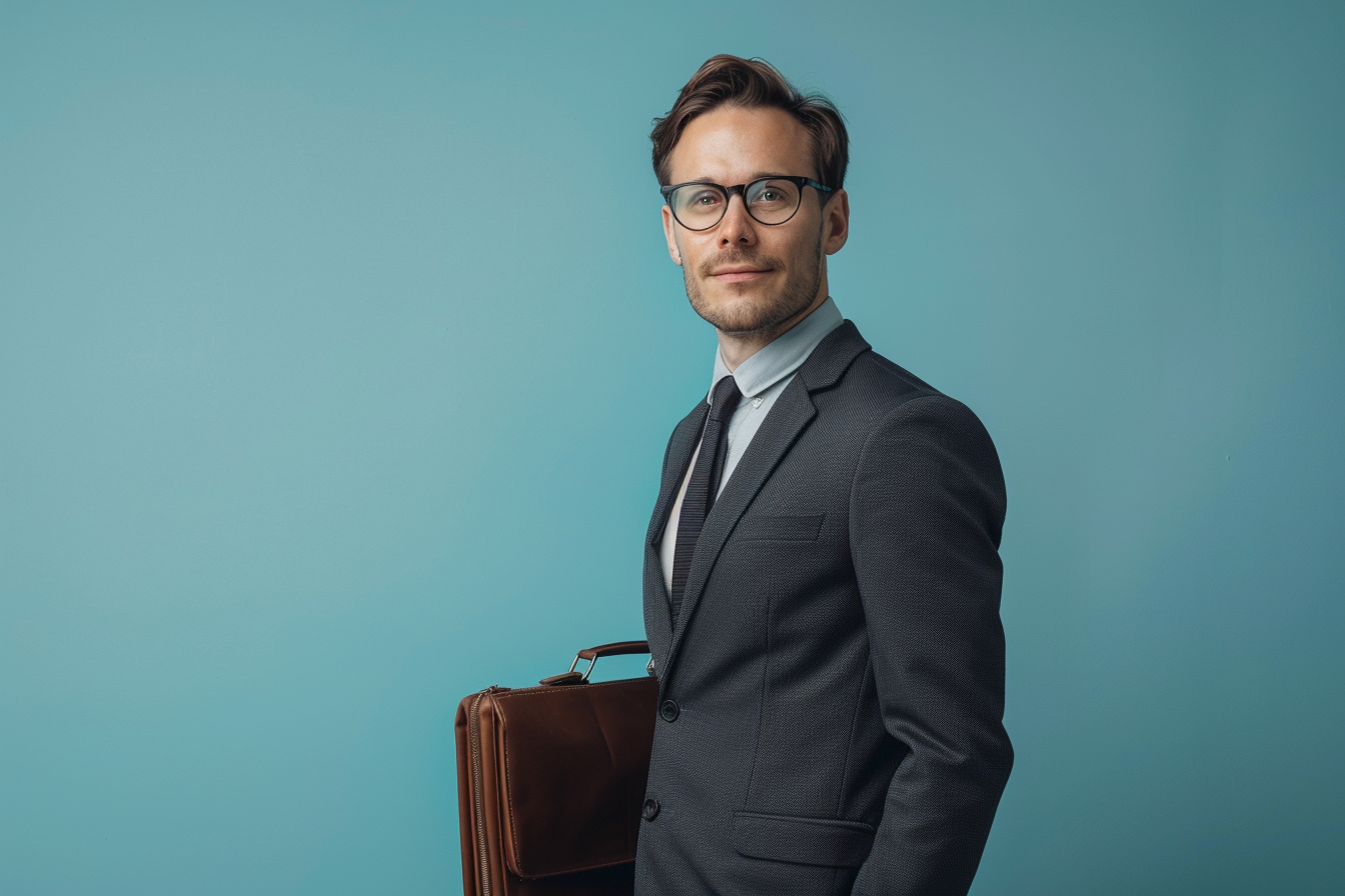 Image gratuite Avocat en costume tenant mallette 3