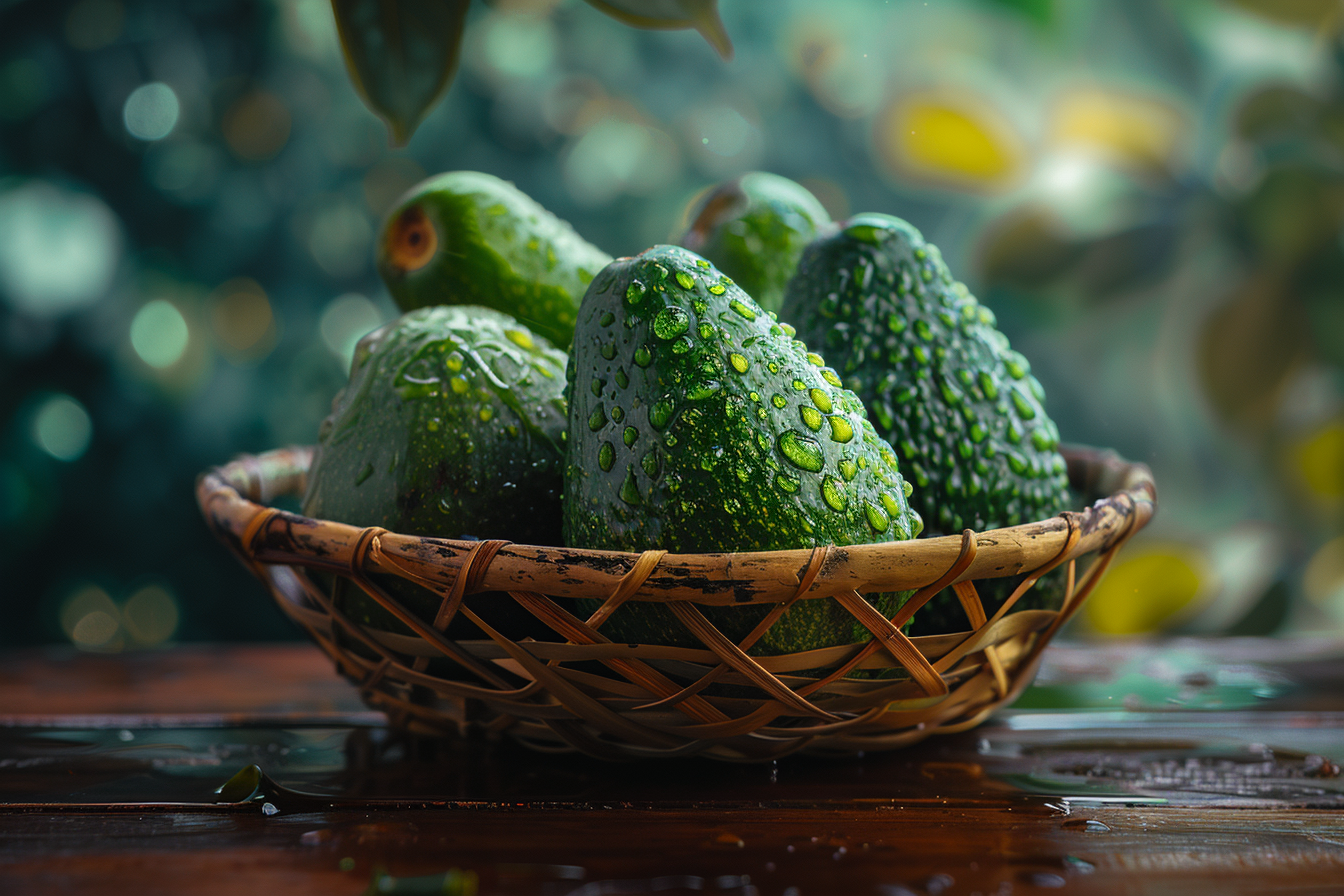 Image gratuite Avocats dans panier en osier 1