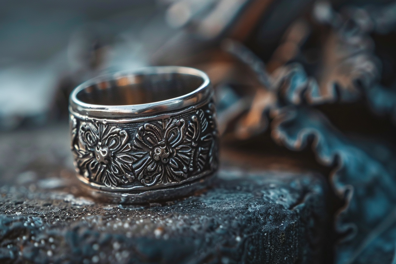 Image gratuite Bague argent antique gravée 2