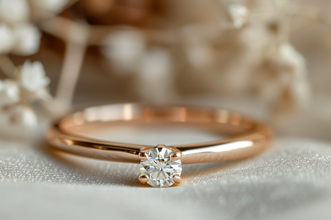 Image gratuite Bague en or rose avec diamant 2